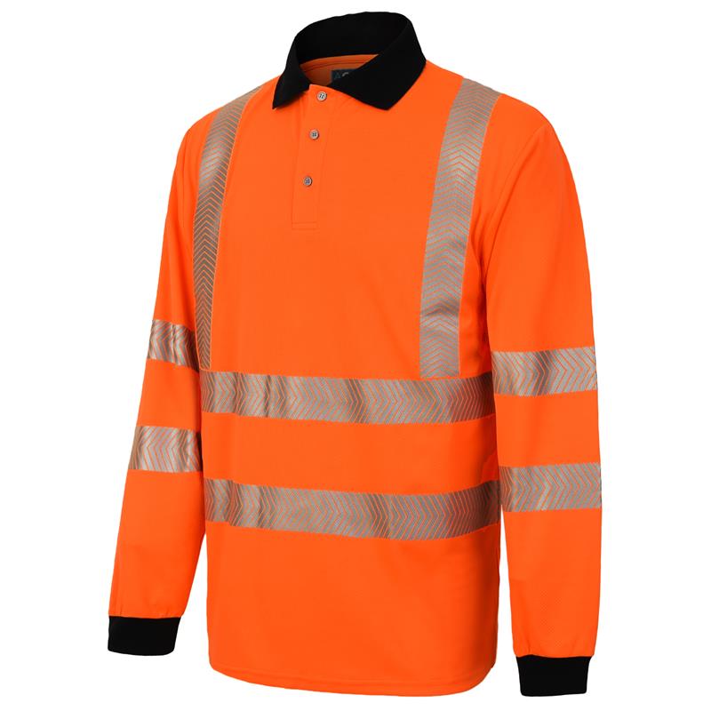 Long sleeve Premium Polo Shirt Orange S EN ISO 20471 Class 3; RIS-3279