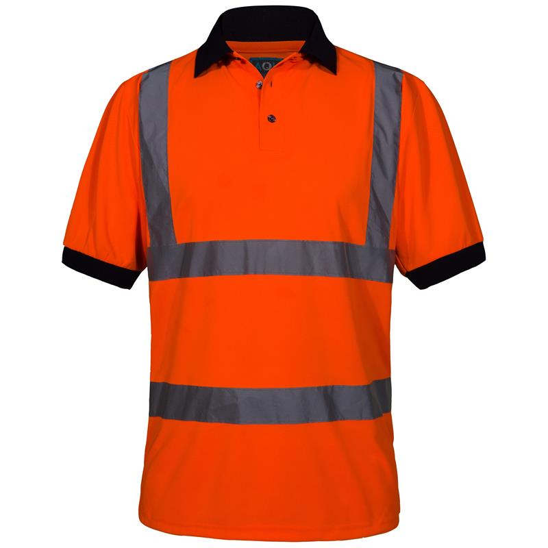 Short Sleeved Polo Shirt Orange S EN ISO 20471 Class 2; RIS-3279
