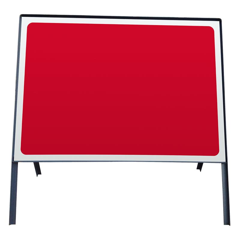 1050 x 750mm Special White on Red Road Sign c/w Frame & Clips
